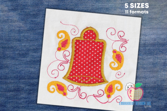 Bell with Floral Design Applique: A Charming Embroidery