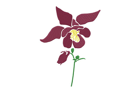 Burgundy Columbine Flower: A Seasonal Embroidery Gem