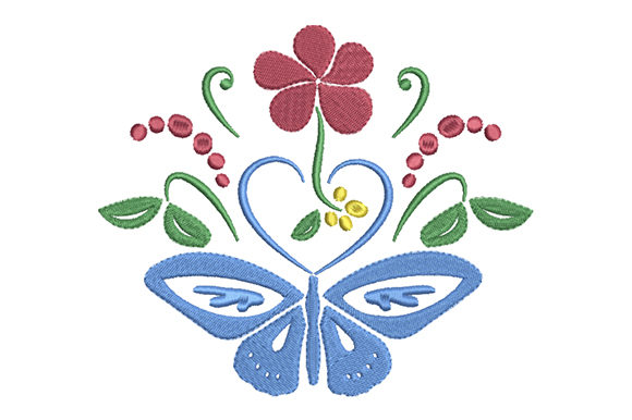 Butterfly, Heart and Flower: A Romantic Embroidery Design