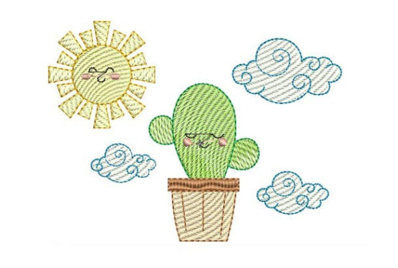 Charming Cute Baby Cactus Embroidery Design