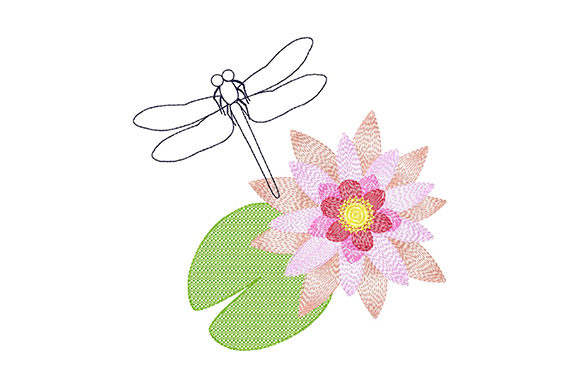 Dragonfly and Water Lily: A Delicate Embroidery Gem