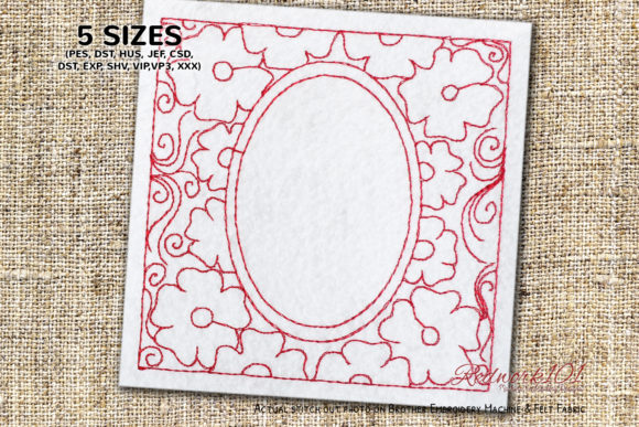 Frame Made by Flower Redwork: A Charming Embroidery Design