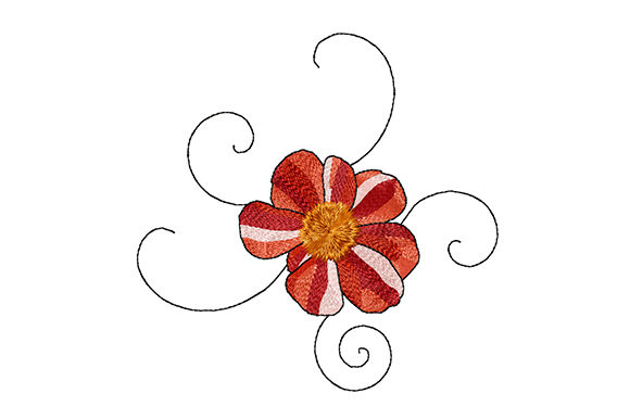 Gerbera Flower with Curls: A Playful Embroidery