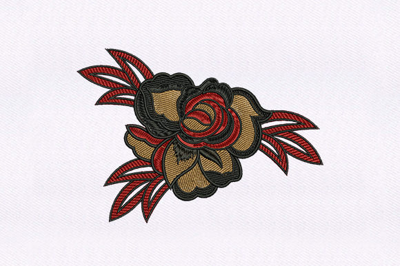 Goth Rose Flower Design for Unique Embroidery