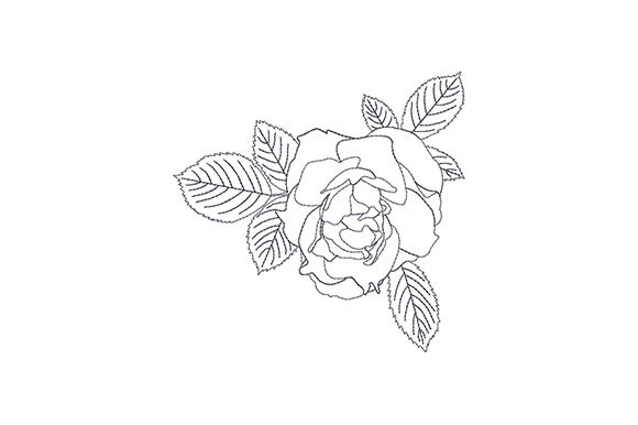 Rose Bud with Three Leaves: A Premium Embroidery