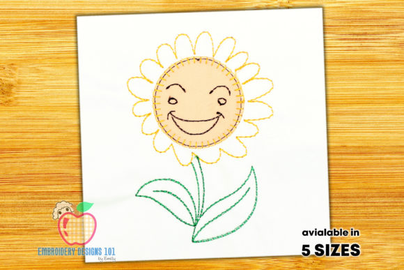 Smiling Face of the Sunflower: A Joyful Embroidery Design