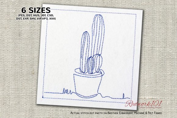 Succulent Plant in Pot Redwork: A Seasonal Embroidery Gem